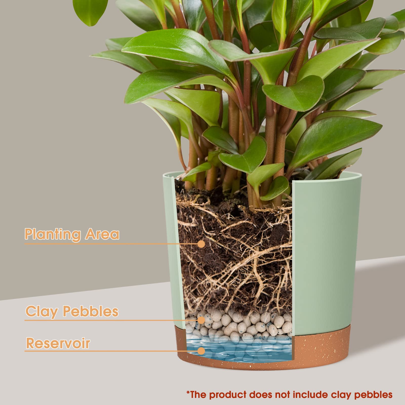 kubvici 8 inch indoor plant pots set of 2 on table