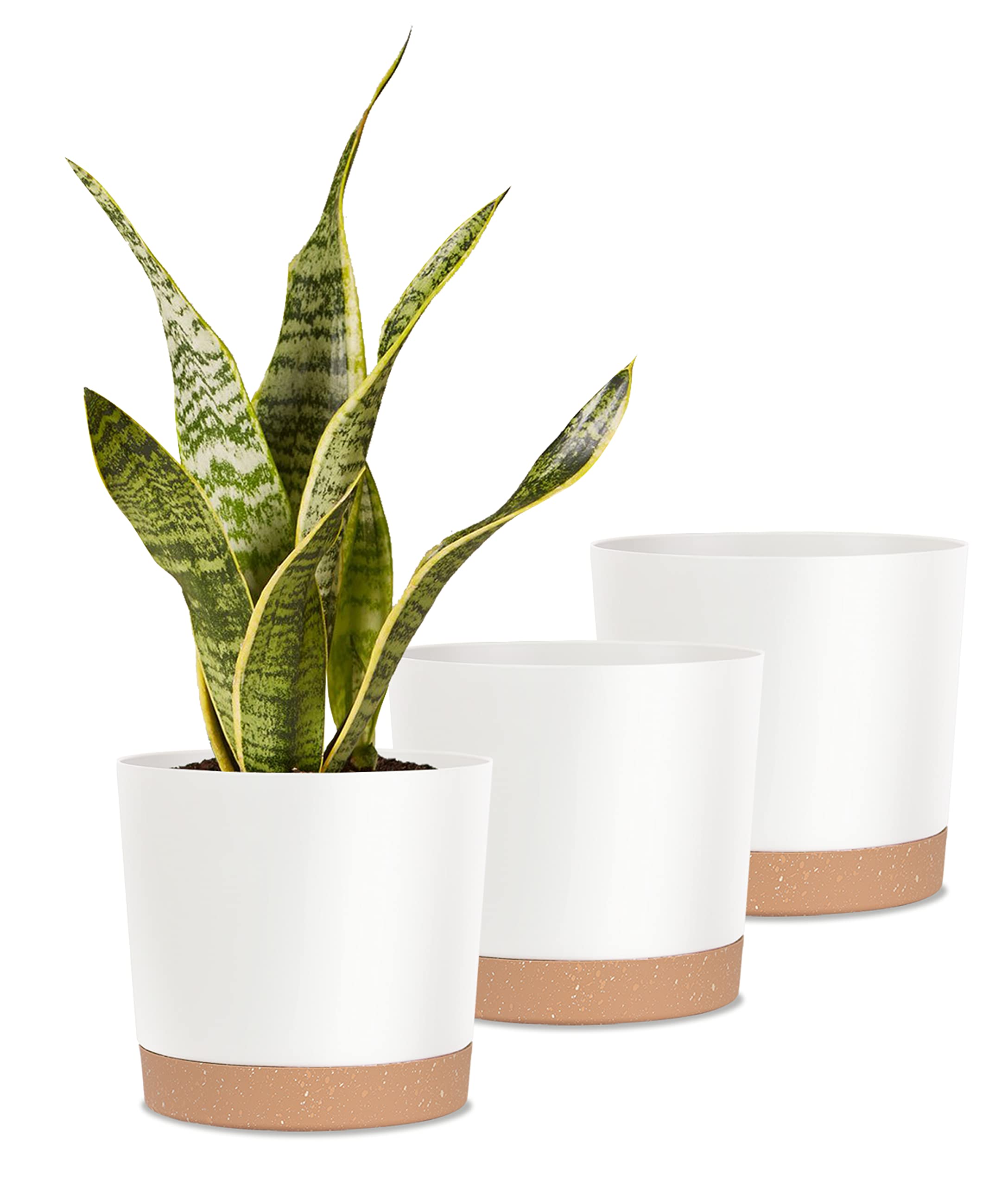 kubvici 8 inch white indoor plant pot front view