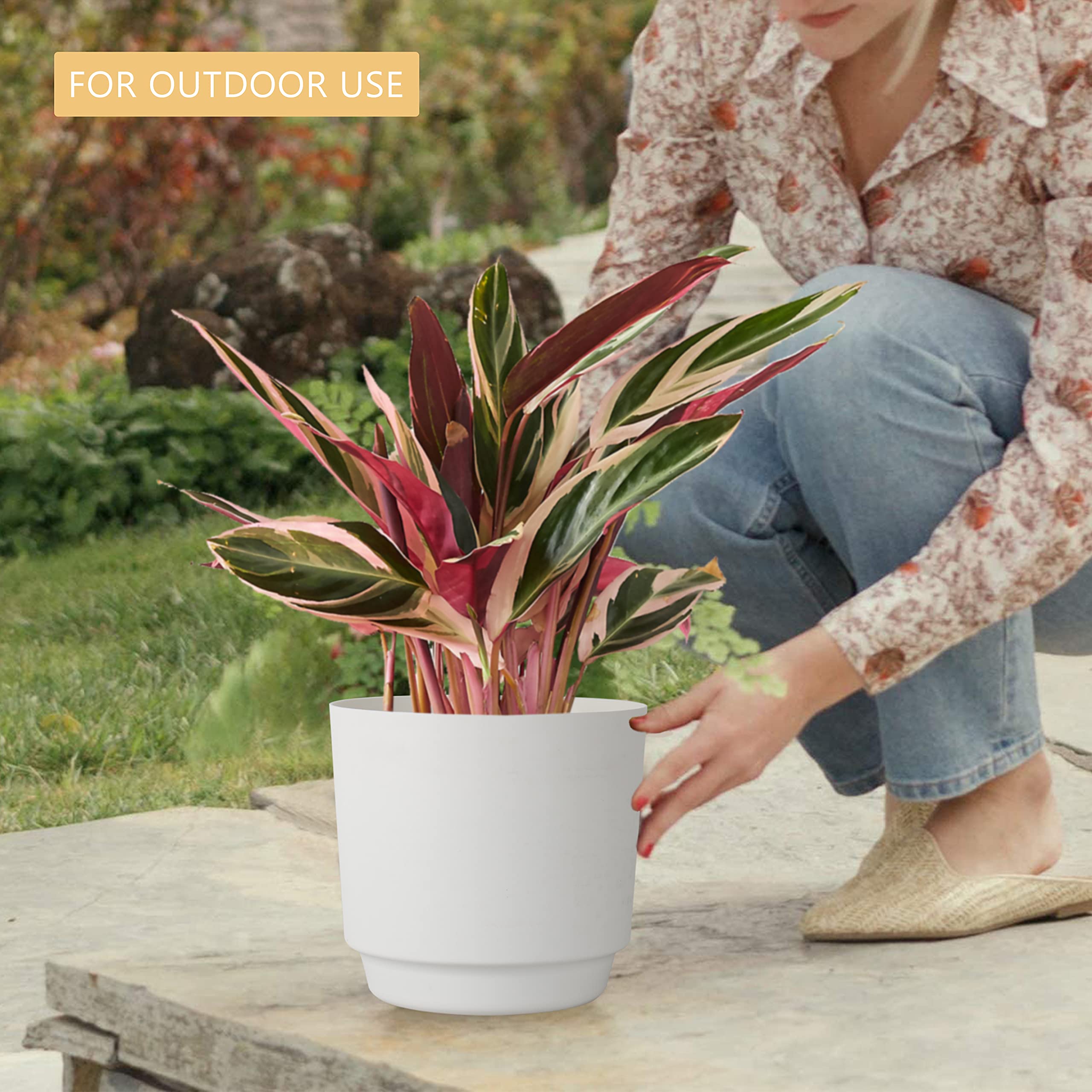 kubvici 8 inch white indoor plant pot side view
