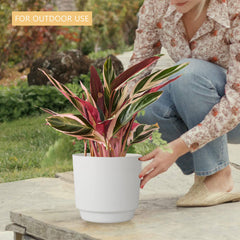 kubvici 8 inch white indoor plant pot side view