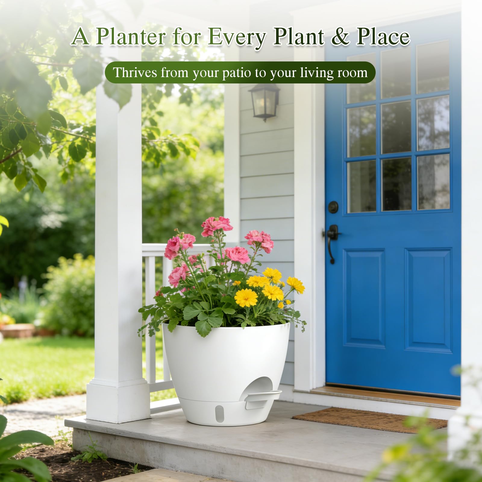 KUGAZ plant pot with detachable saucer and watering lip accessories