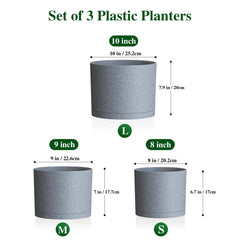 KUGAZ plant pot with saucer in grey with white speckles