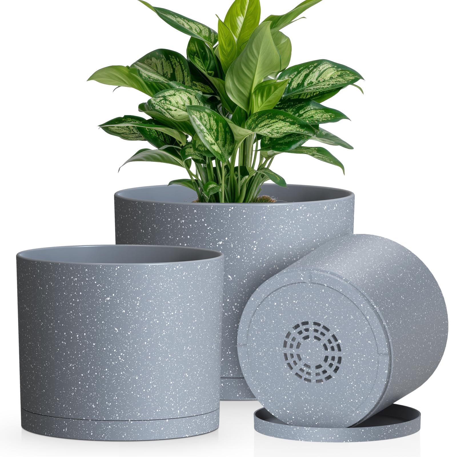 KUGAZ Plant Pots set front view showing three sizes 10, 9, and 8 inch