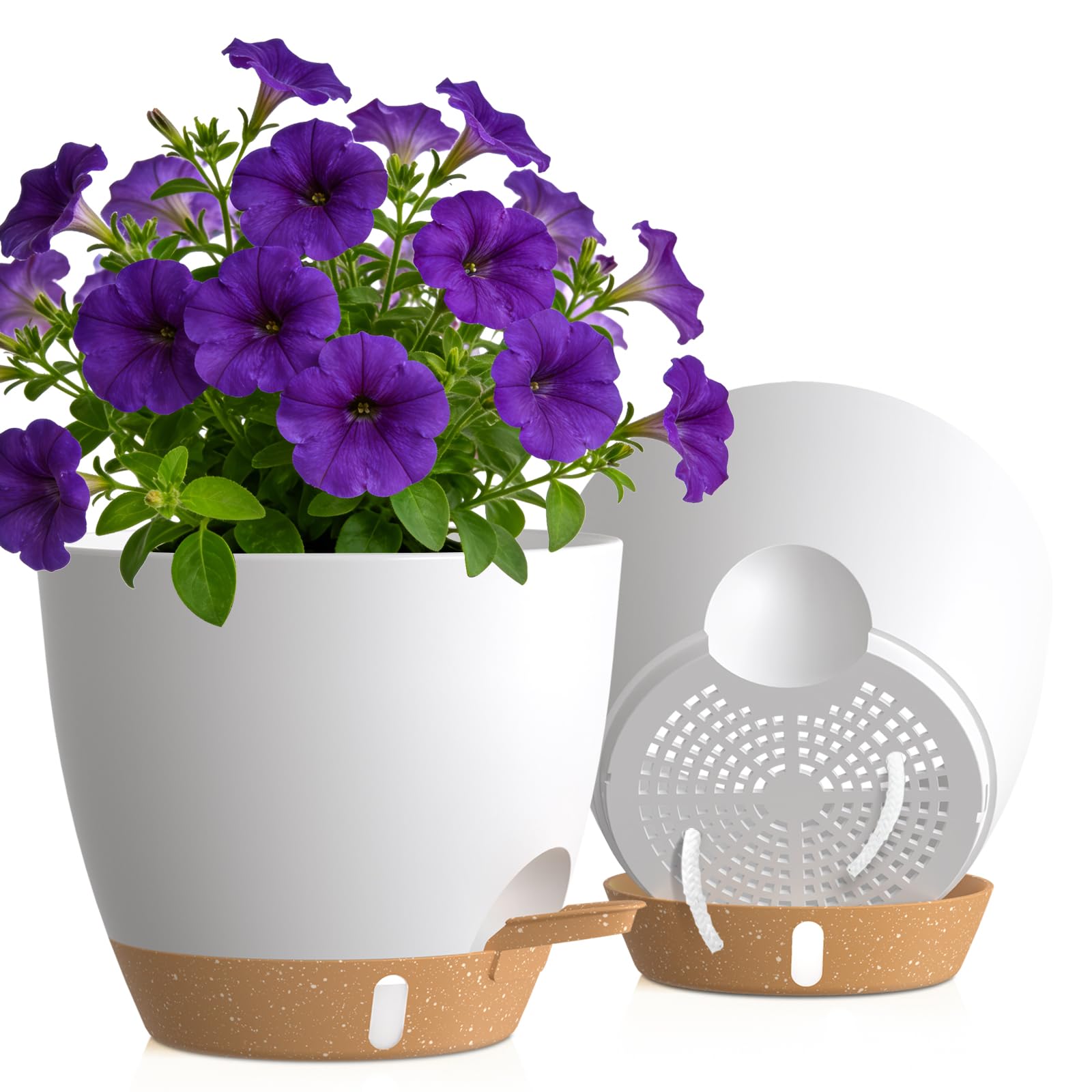 KUGAZ self watering pots 10 inch front view with water level indicator