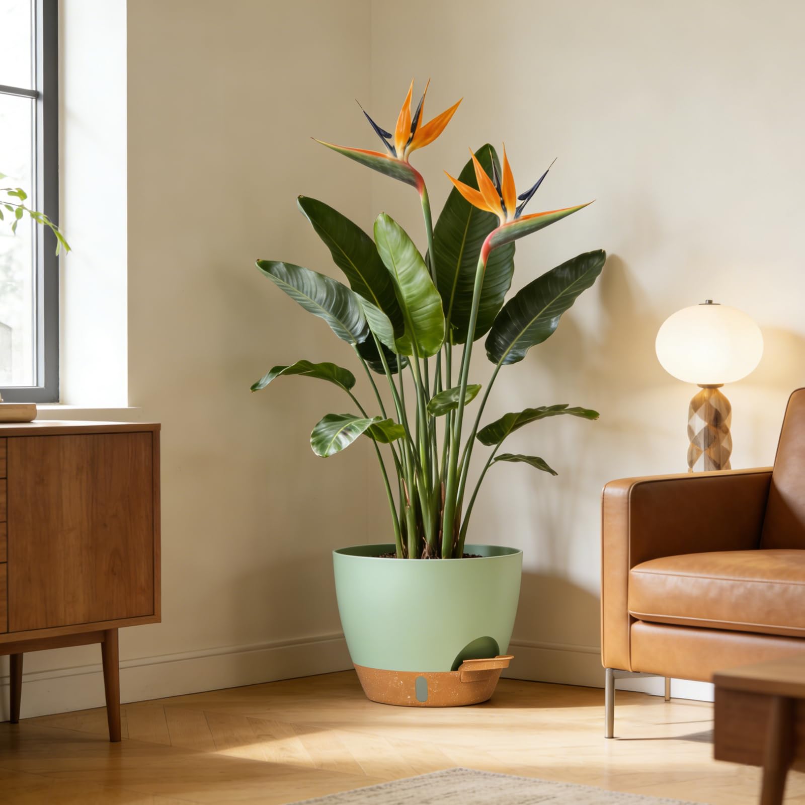 KUGAZ self-watering pots with various indoor plants