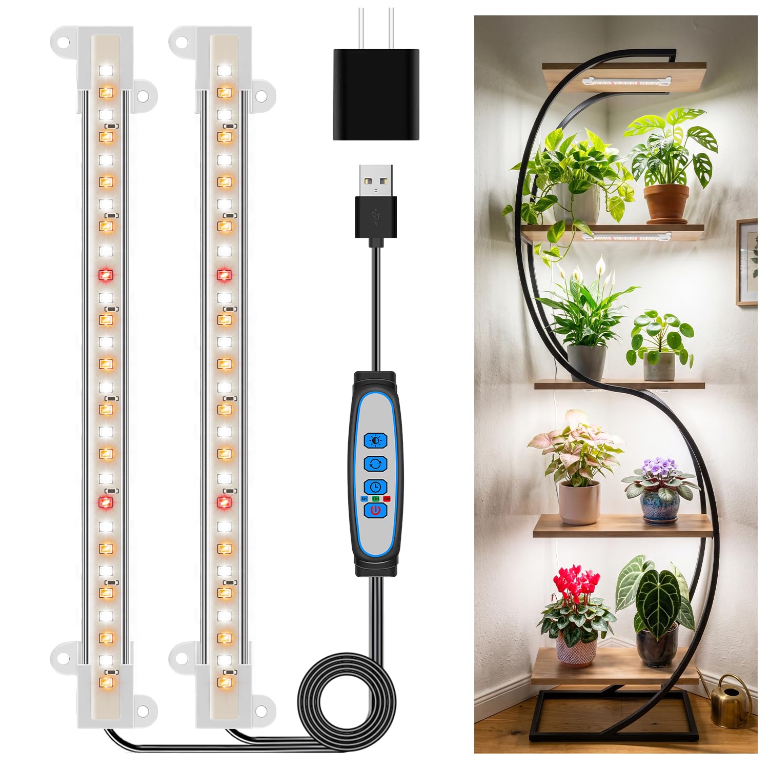 Kullsinss 8in grow light strip front view with LED indicators
