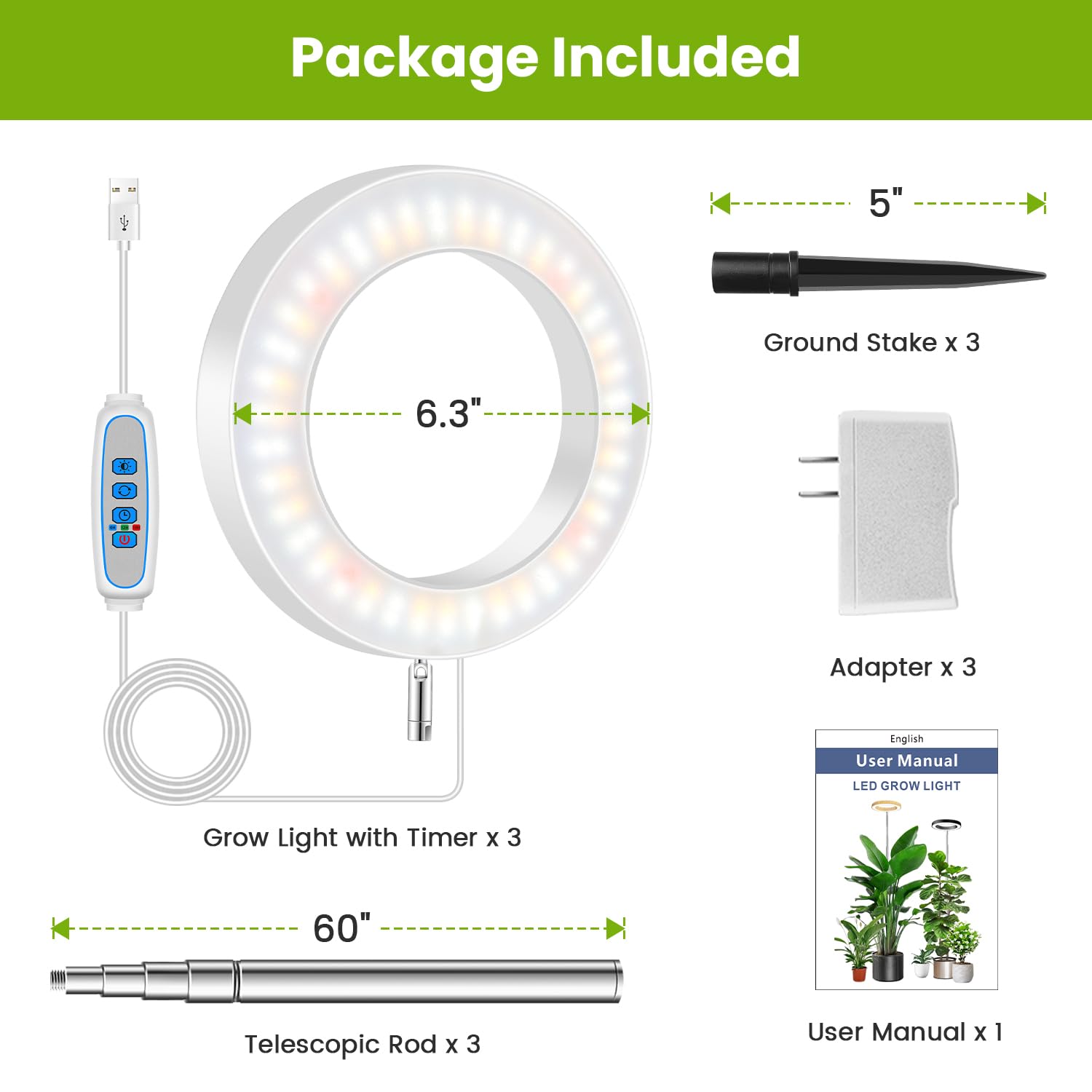 Kullsinss grow light packaging showing contents