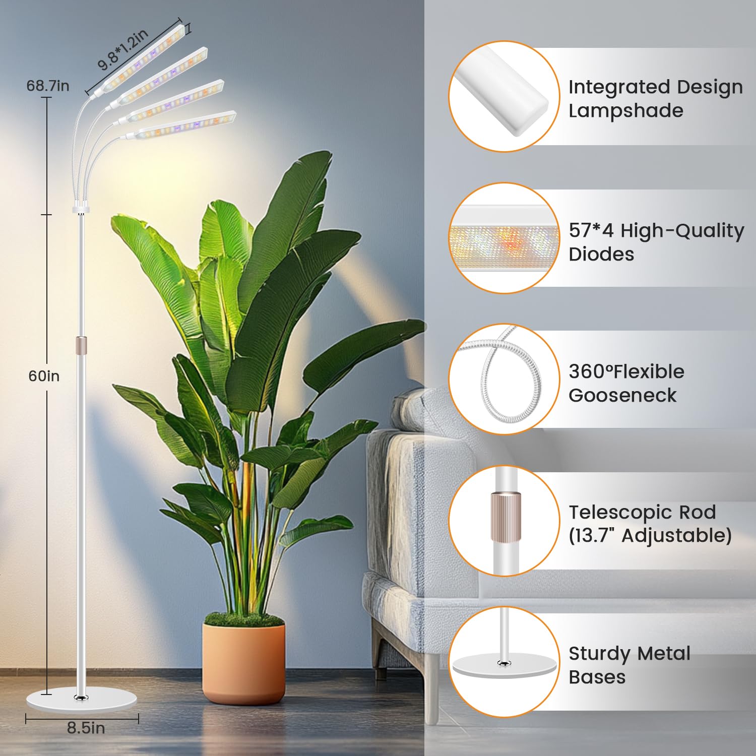 Kullsinss Grow Light showing flexible gooseneck feature