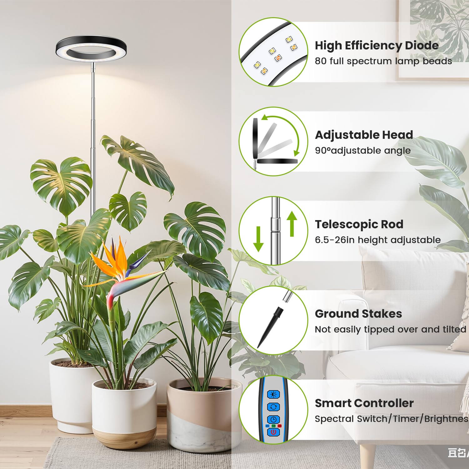 Kullsinss Grow Light showing full spectrum LED configuration