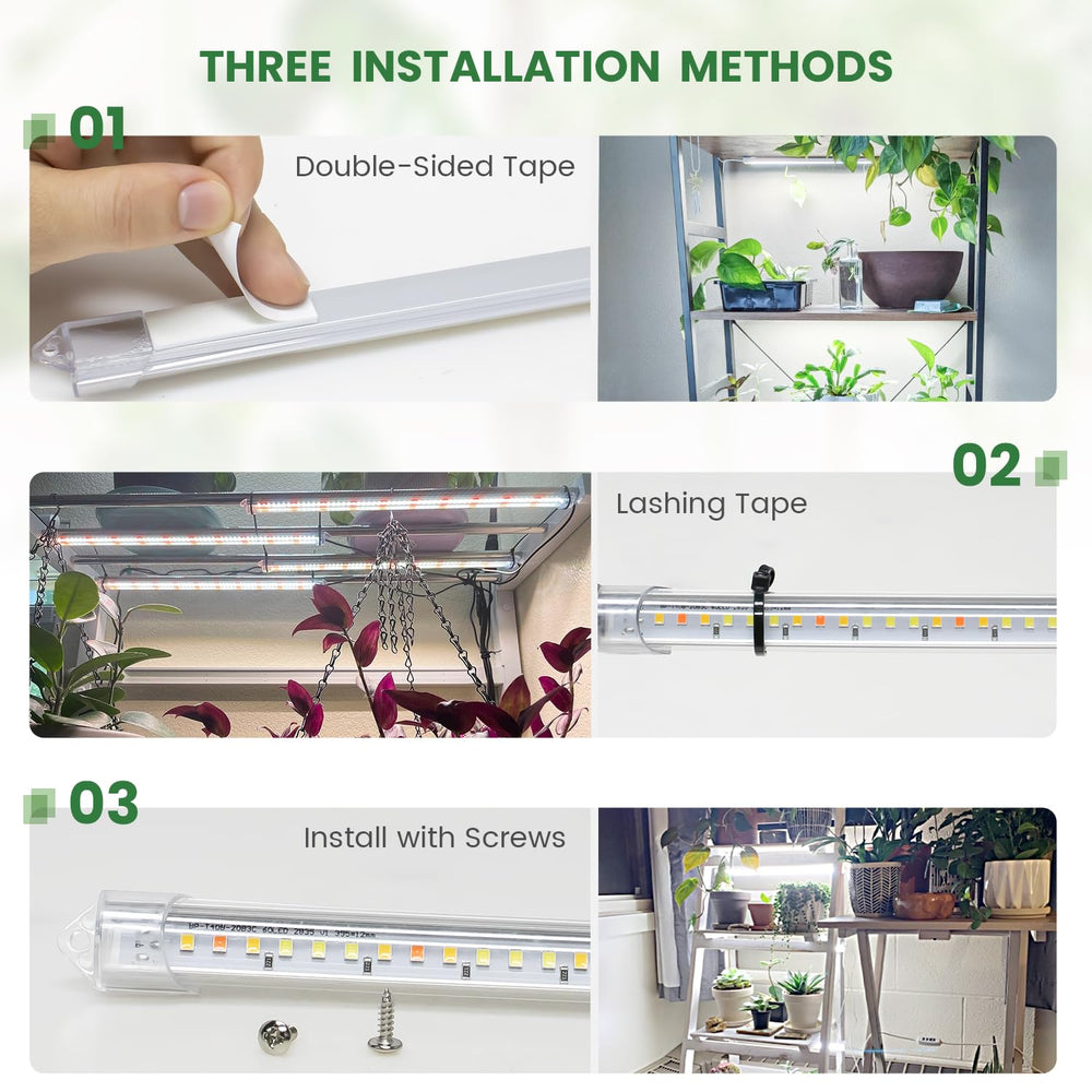 Kullsinss Grow Light Strips setup with timer and dimmable settings