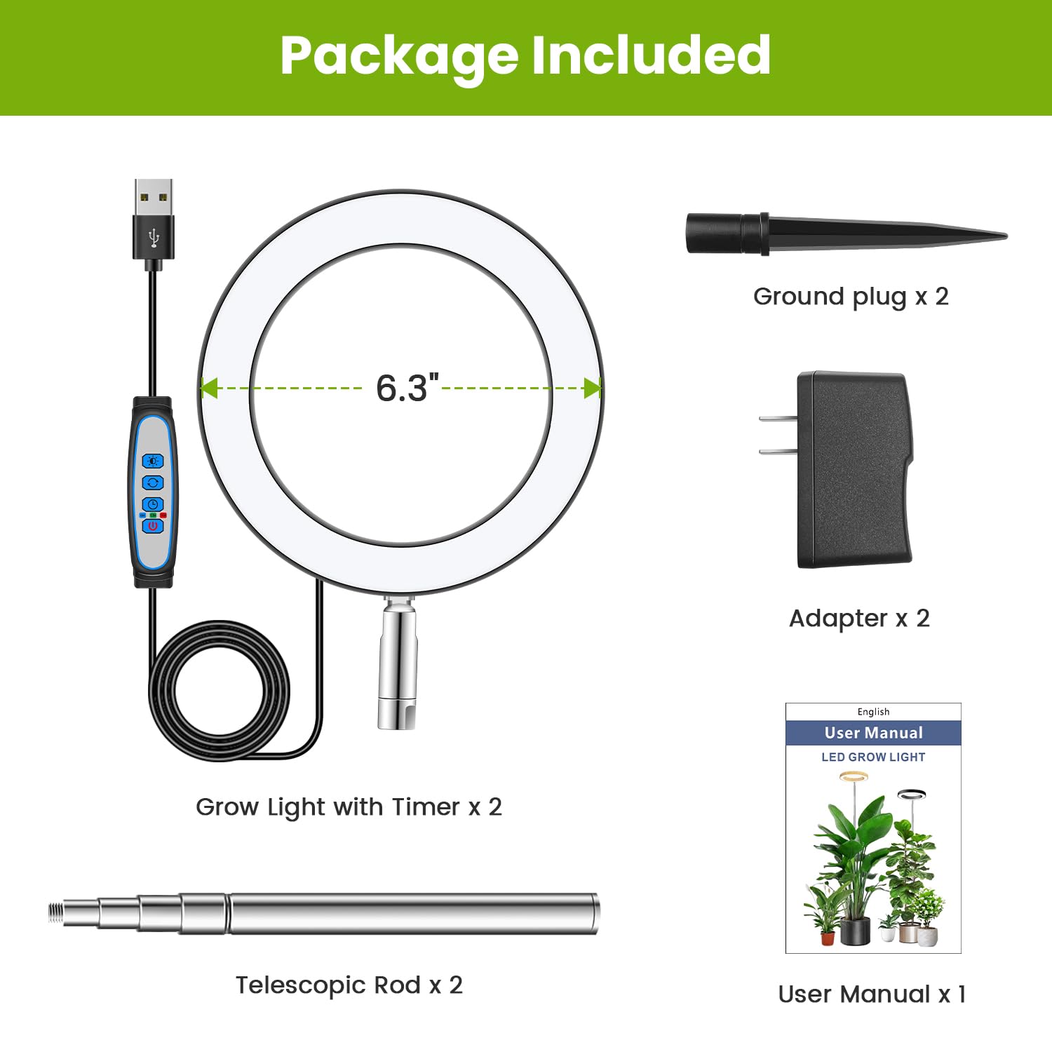 Kullsinss grow light with adapter included