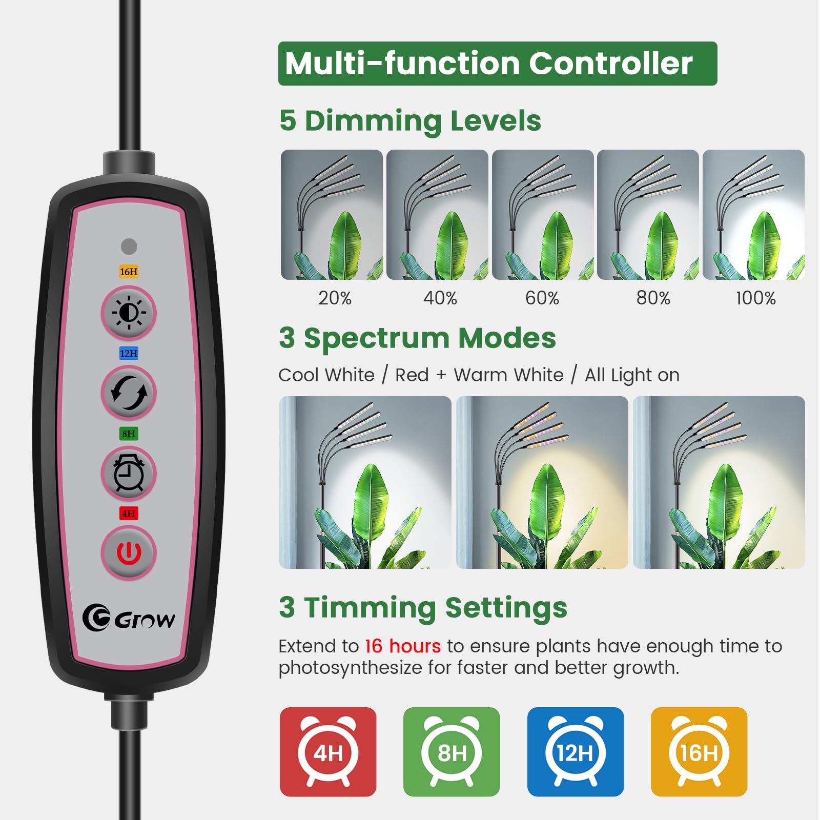 Kullsinss grow light with all components including adapter and metal base