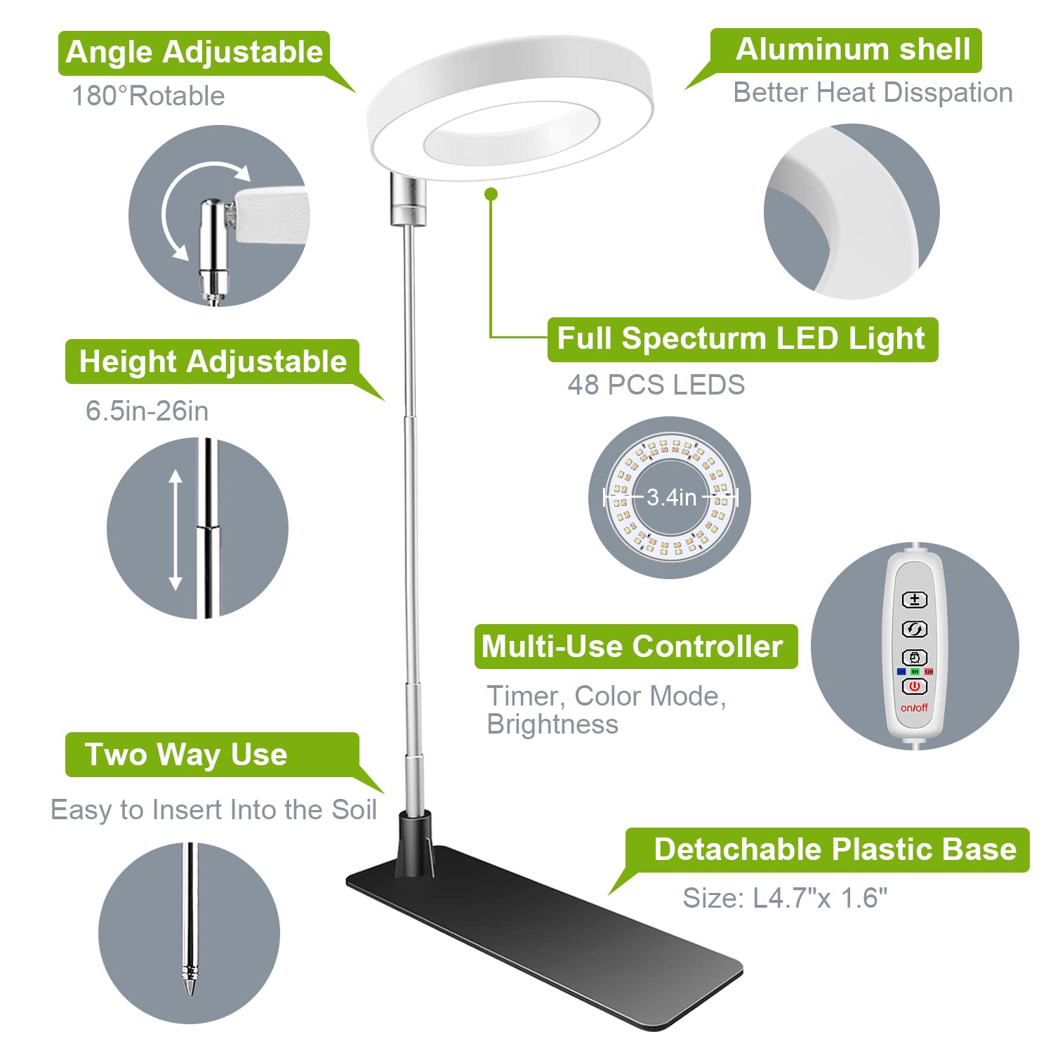 Kullsinss grow light with three spectrum modes displayed