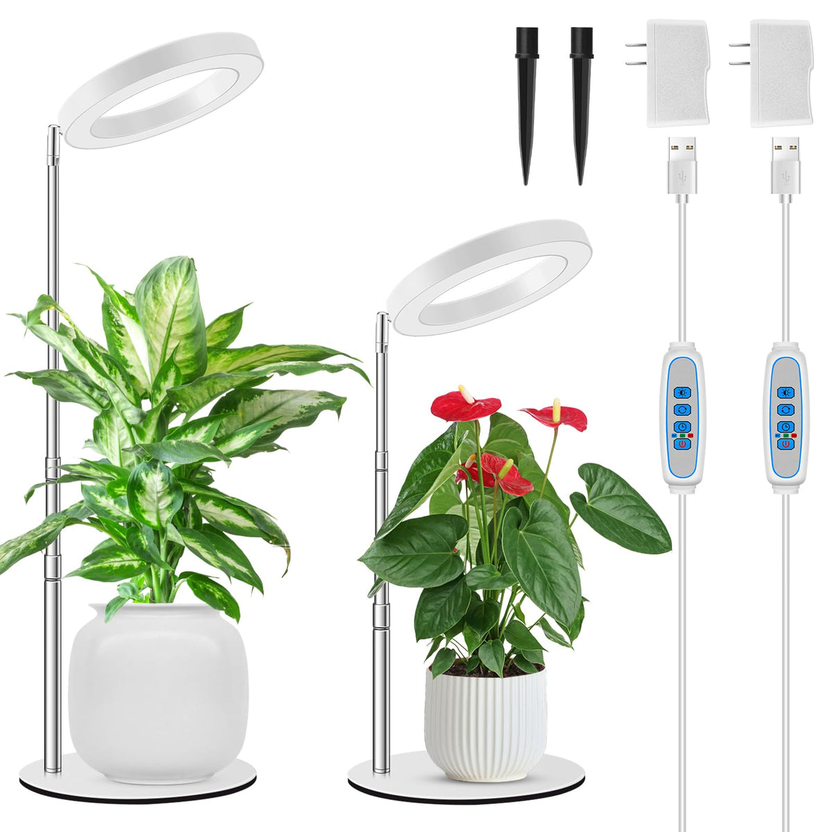 Kullsinss Grow Lights for Indoor Plants, front view with adjustable height