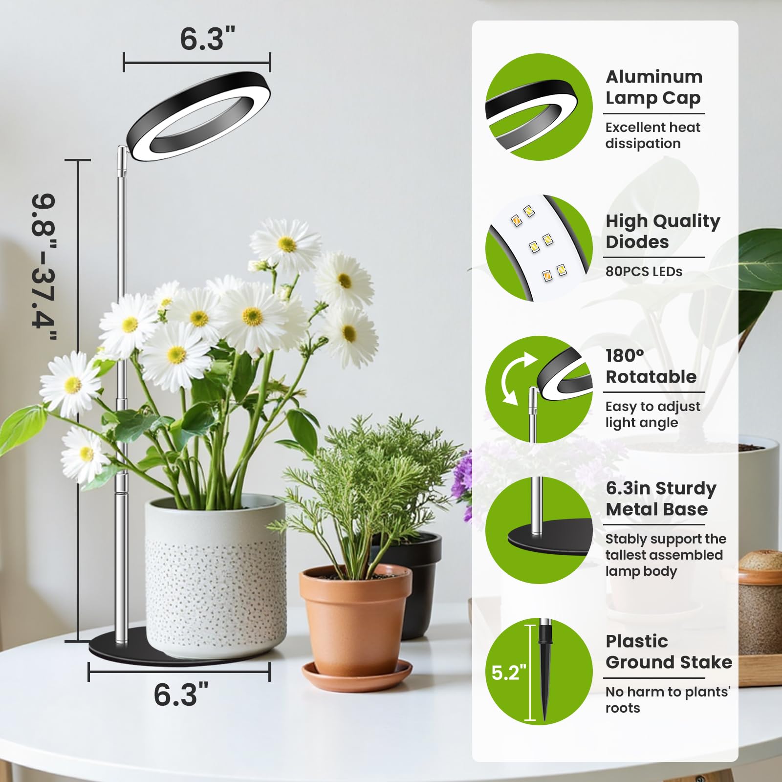 Kullsinss plant light with adjustable height on a countertop