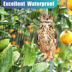 Kungfu Mall owl in outdoor garden setting with reflective tape