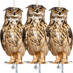 Kungfu Mall Owl Scare 3 pack with brown owls and hanging ropes