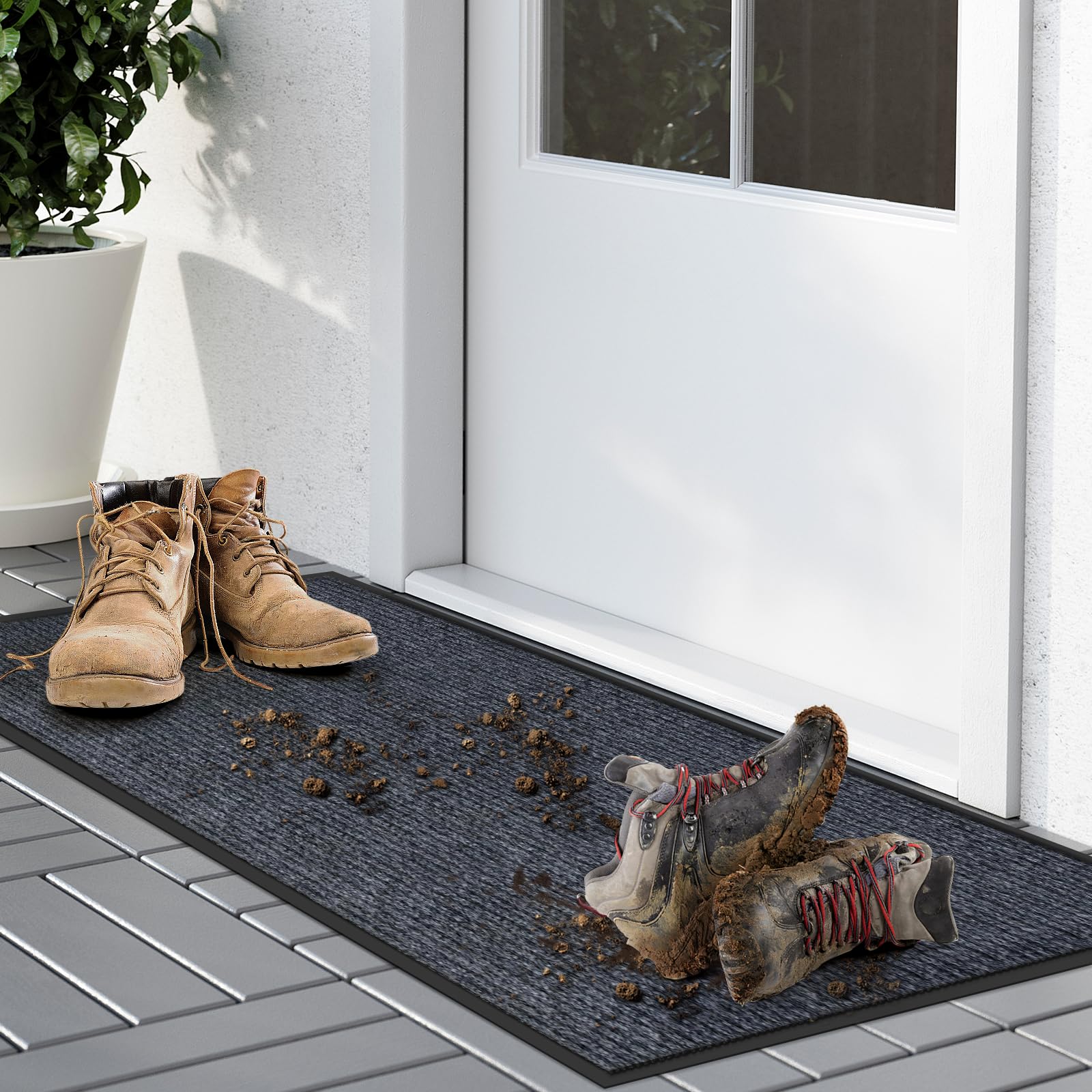 Kuyal Front Door Mat showing textured PVC backing
