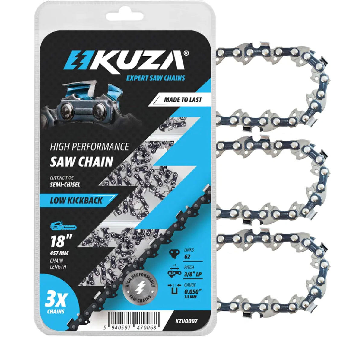 KUZA 18 Inch Chainsaw Chain front view