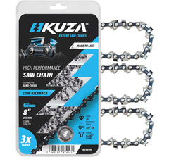 KUZA 8 Inch Chainsaw Chain front view showing sharp cutting edge