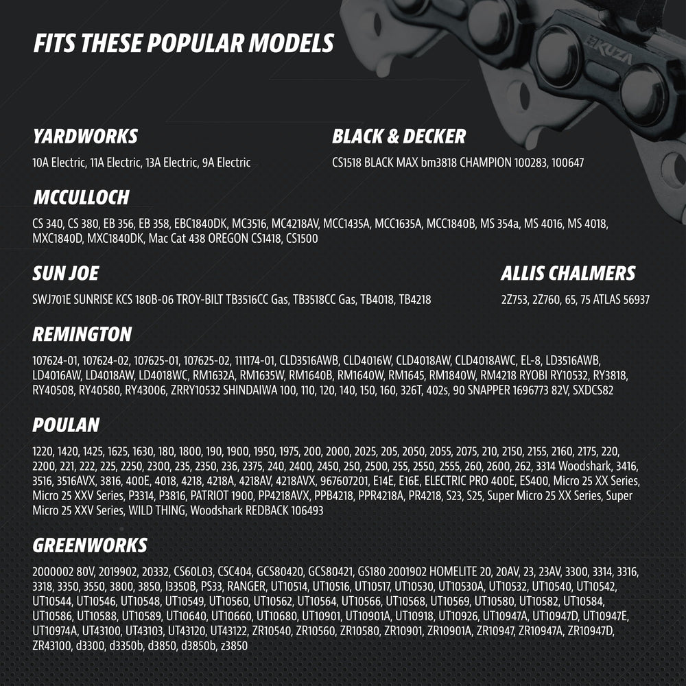 KUZA chainsaw chain dimensions