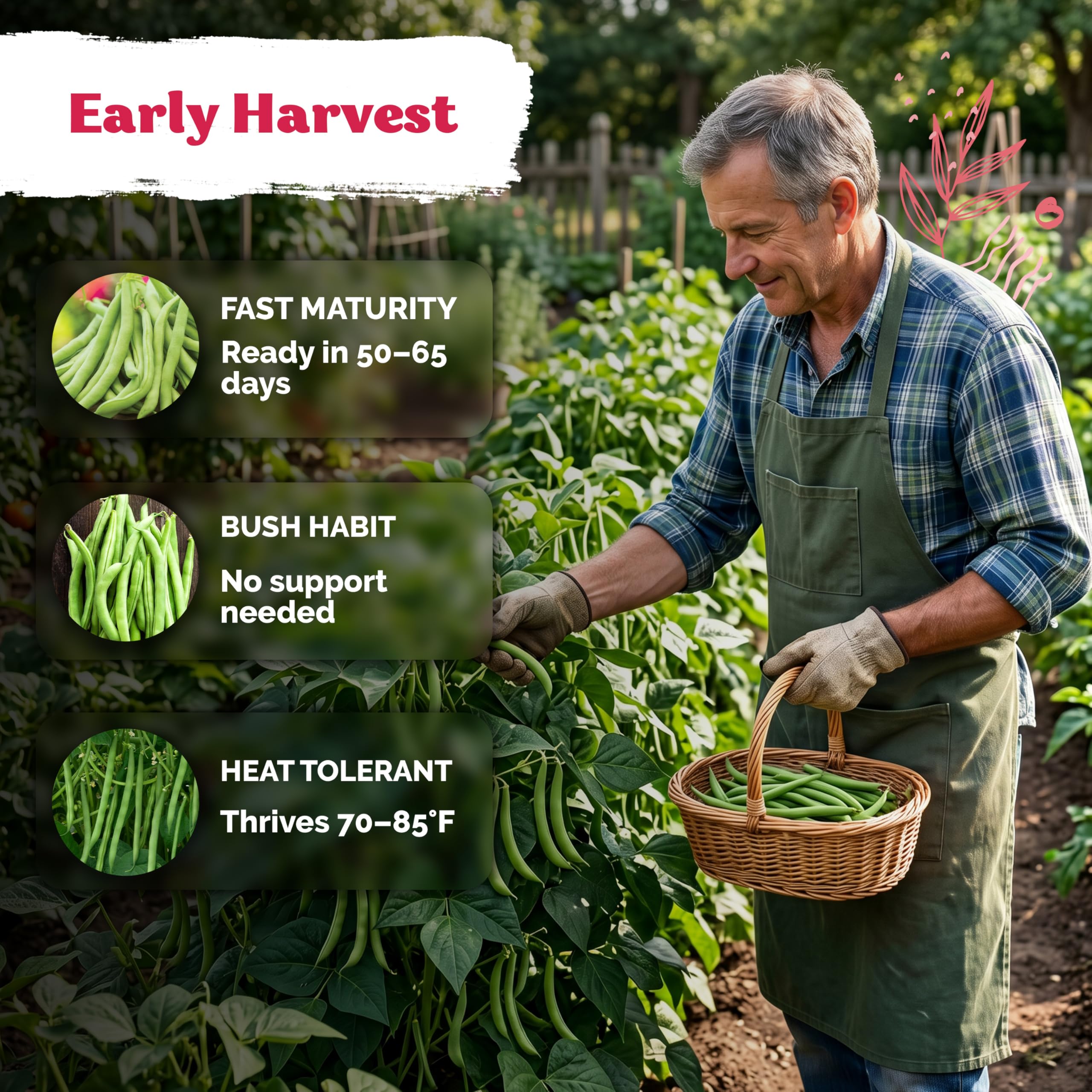 KVITER 60 Contender Bush Beans growing in a garden