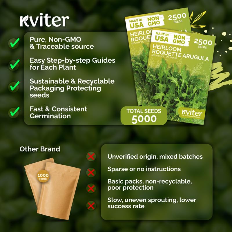 KVITER arugula seeds in a measuring spoon for easy planting