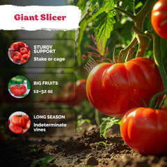 KVITER Beefsteak tomato plant in a garden with ripe tomatoes
