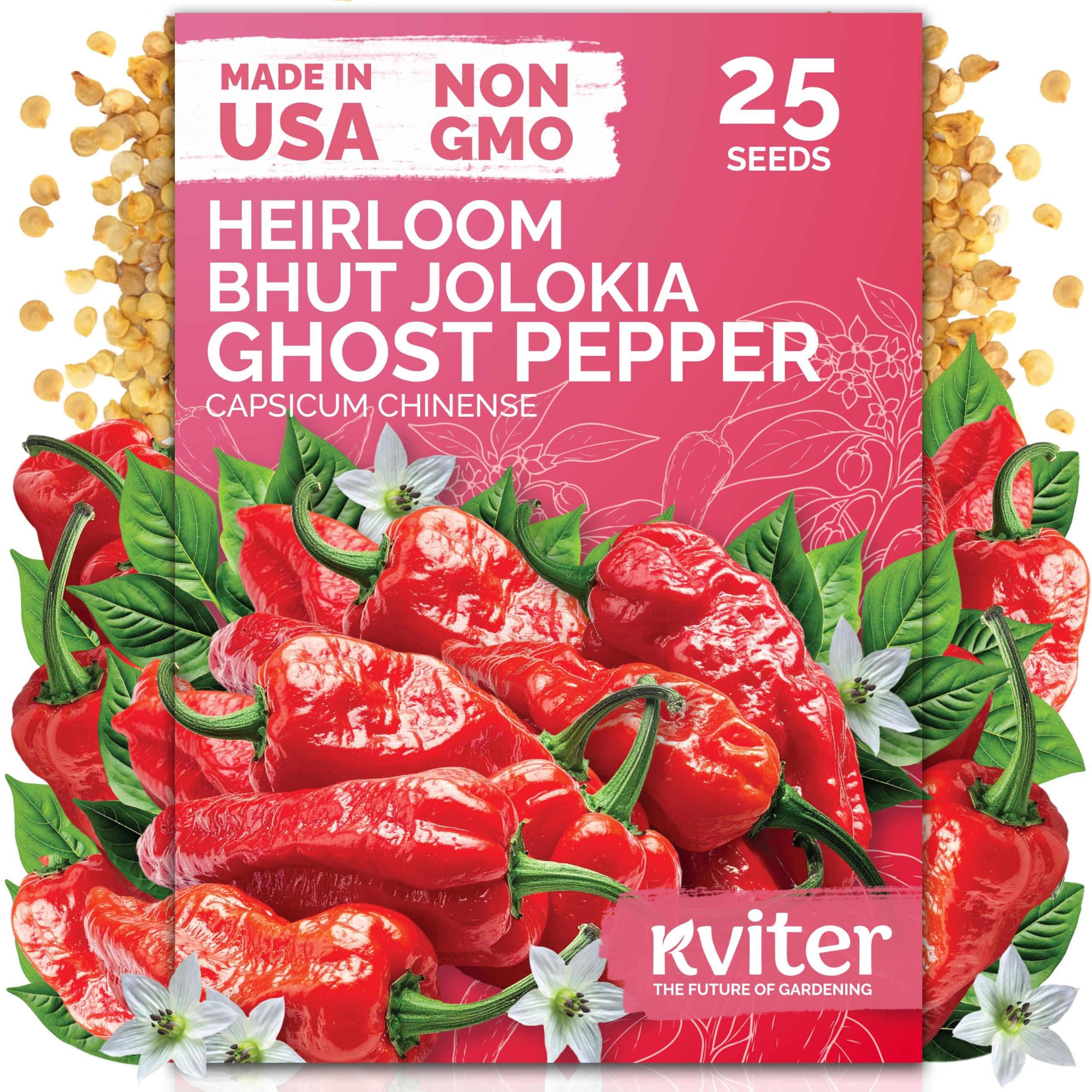 KVITER Bhut Jolokia Hot Pepper Seeds packaging front view