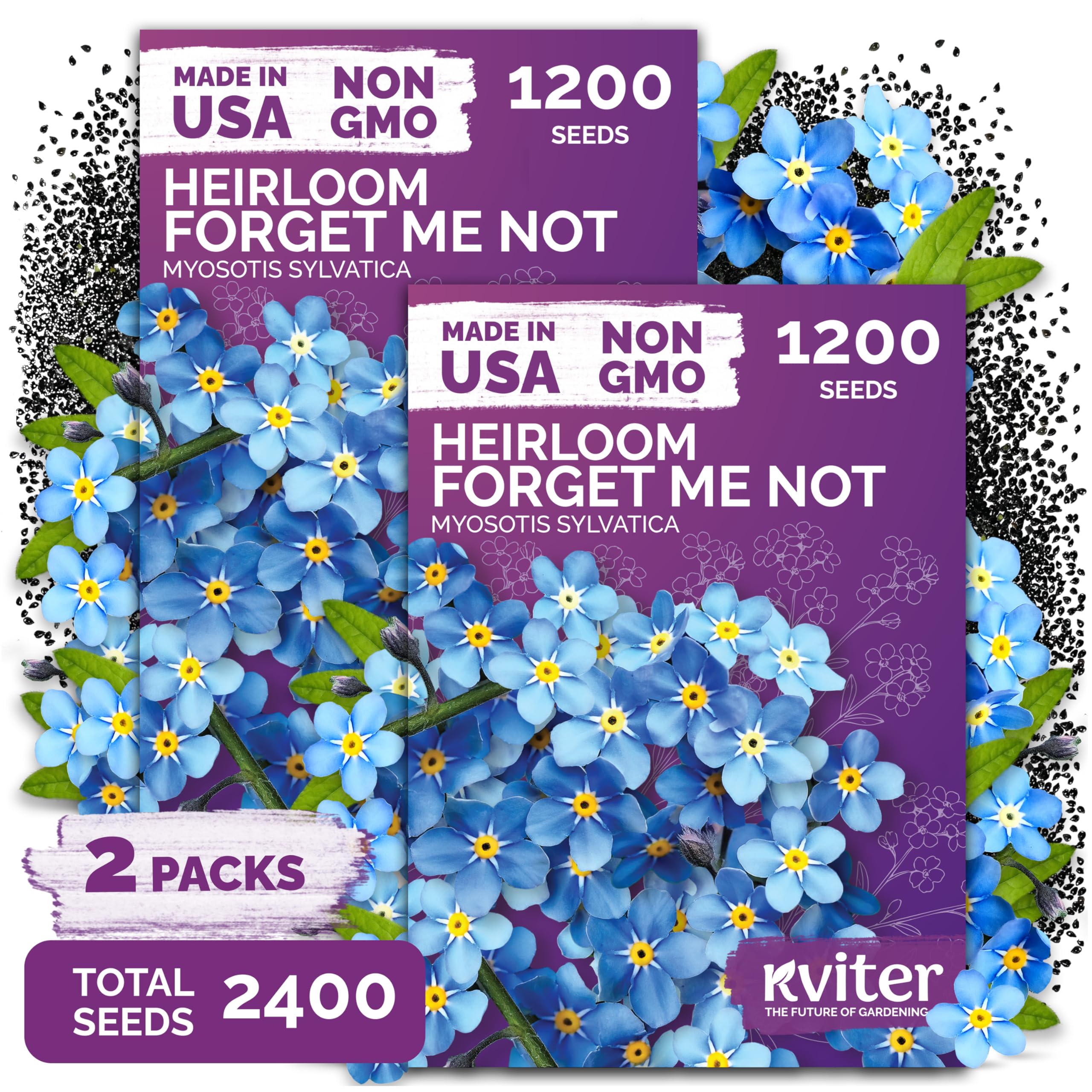 KVITER Forget Me Not flower seeds packet front view