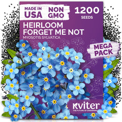 KVITER Forget Me Not heirloom flower seeds packet front view