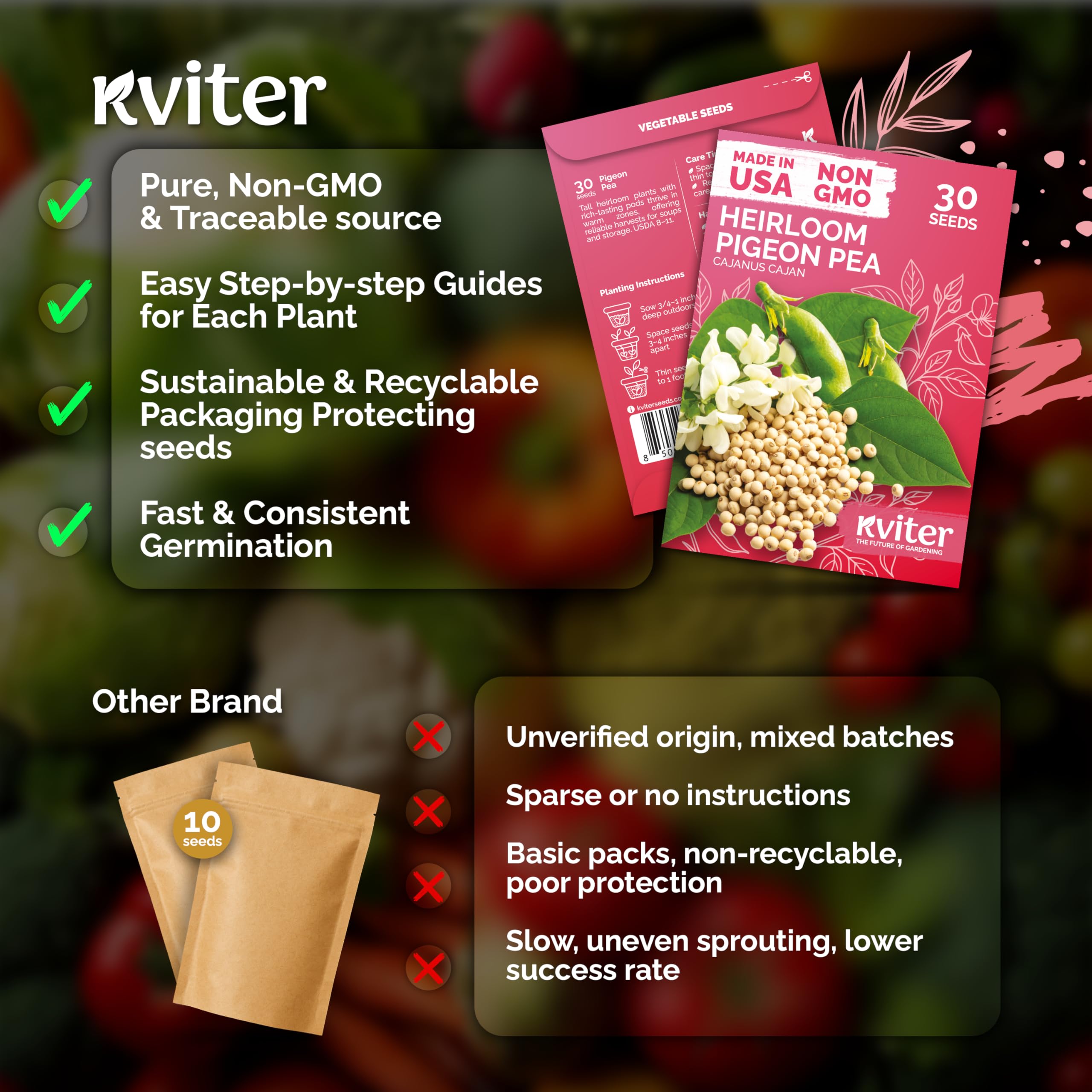 KVITER Guandules seeds alongside cooking ingredients