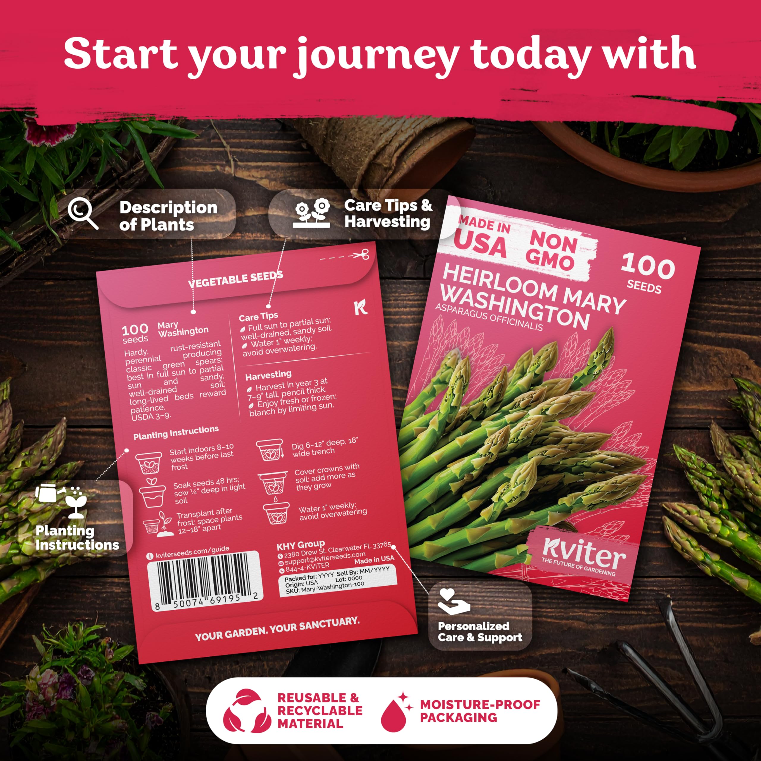 KVITER Mary Washington Asparagus Seeds package details