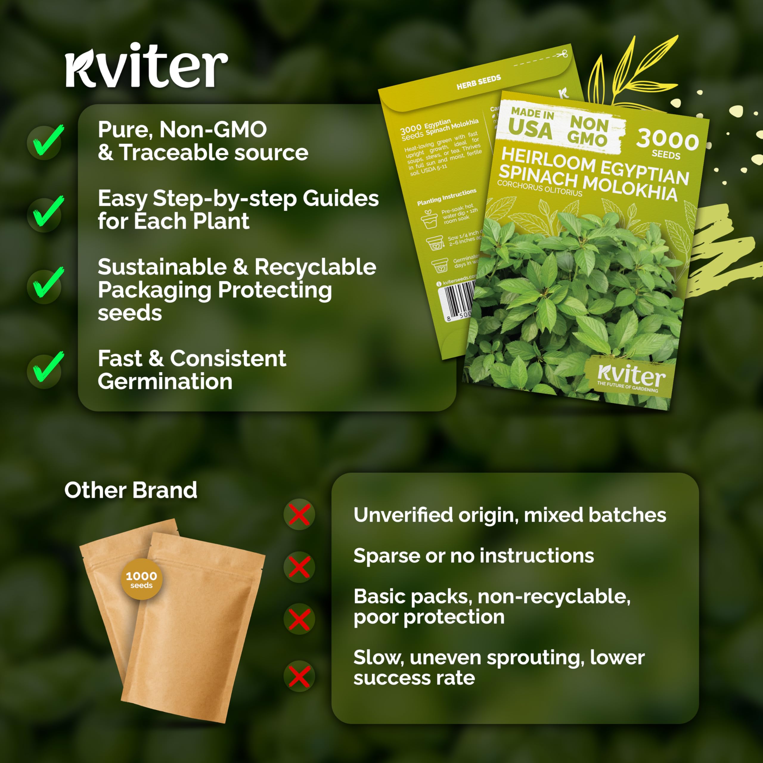 KVITER seed packet with planting instructions