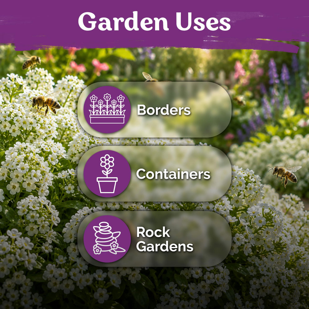 KVITER Sweet Alyssum Seeds packet back view with instructions