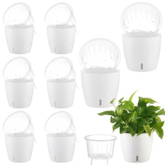 KvyusFlourish 6.7 inch self-watering pot set in white
