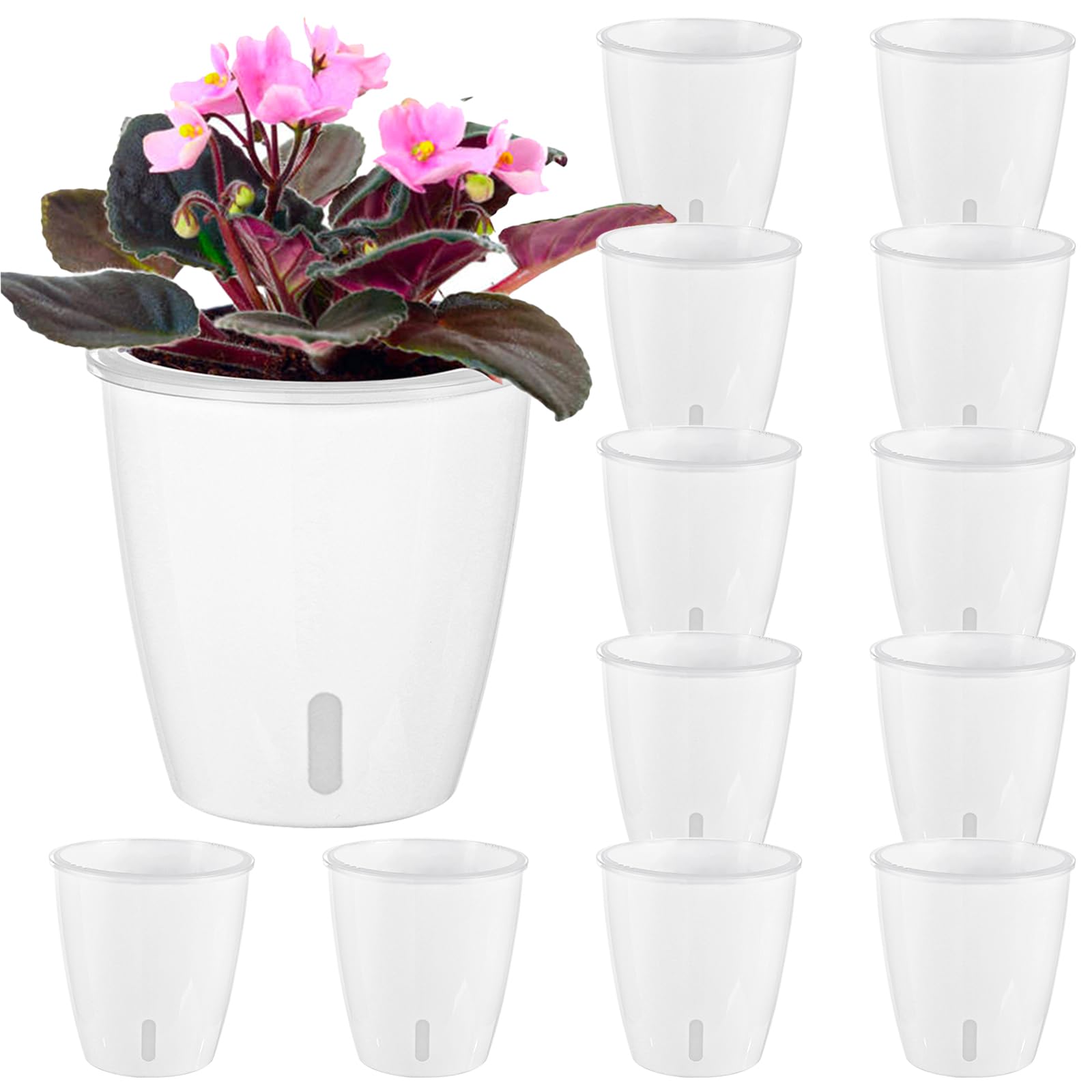KvyusFlourish Self-Watering Pot front view, White, 5 inches