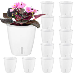 KvyusFlourish Self-Watering Pot front view, White, 5 inches