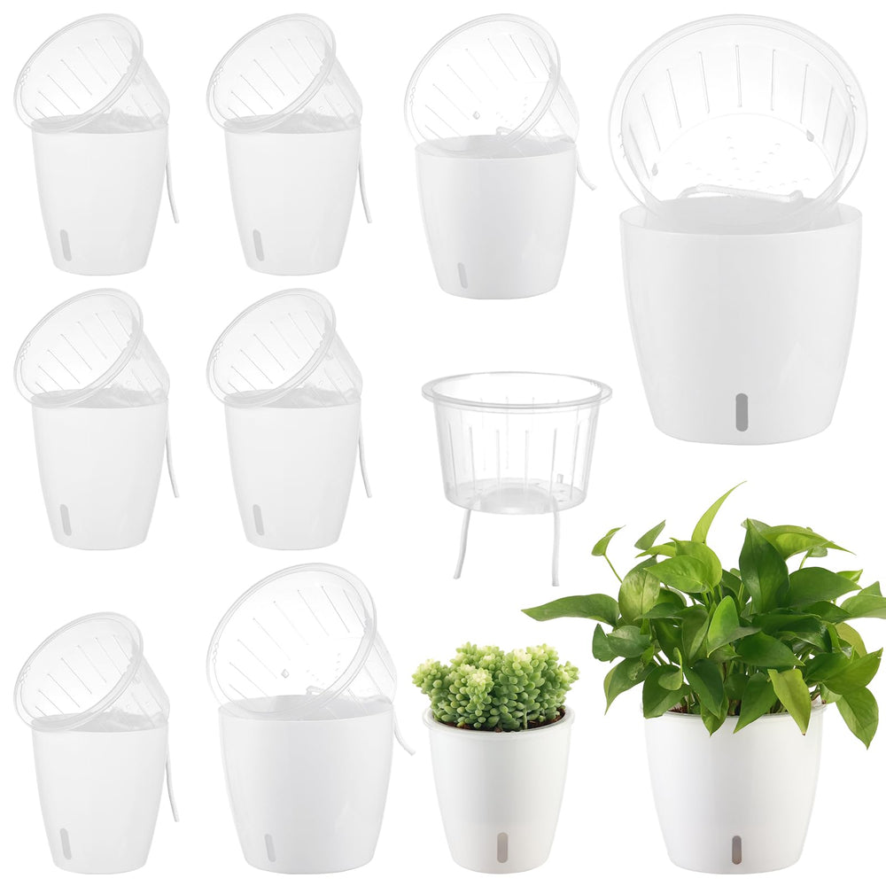KvyusFlourish Self-Watering Pots 5-inch white front view