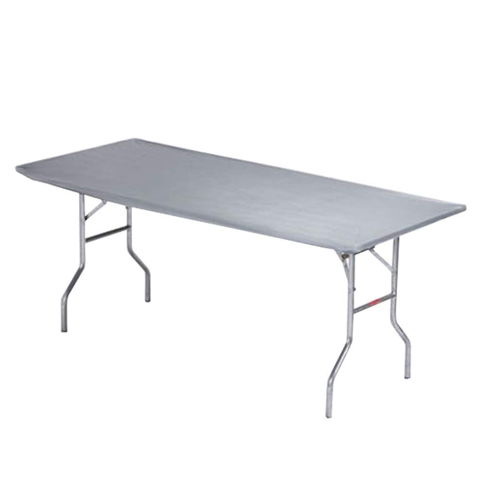 Kwik-Covers 6' rectangle table cover in metallic silver, front view
