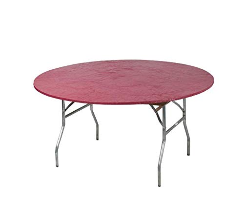 Kwik-Covers 60-inch round table cover in maroon, fitted on a table