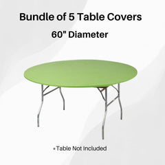 Kwik-Covers 60" Round Table Covers pack of 5, showing all colours