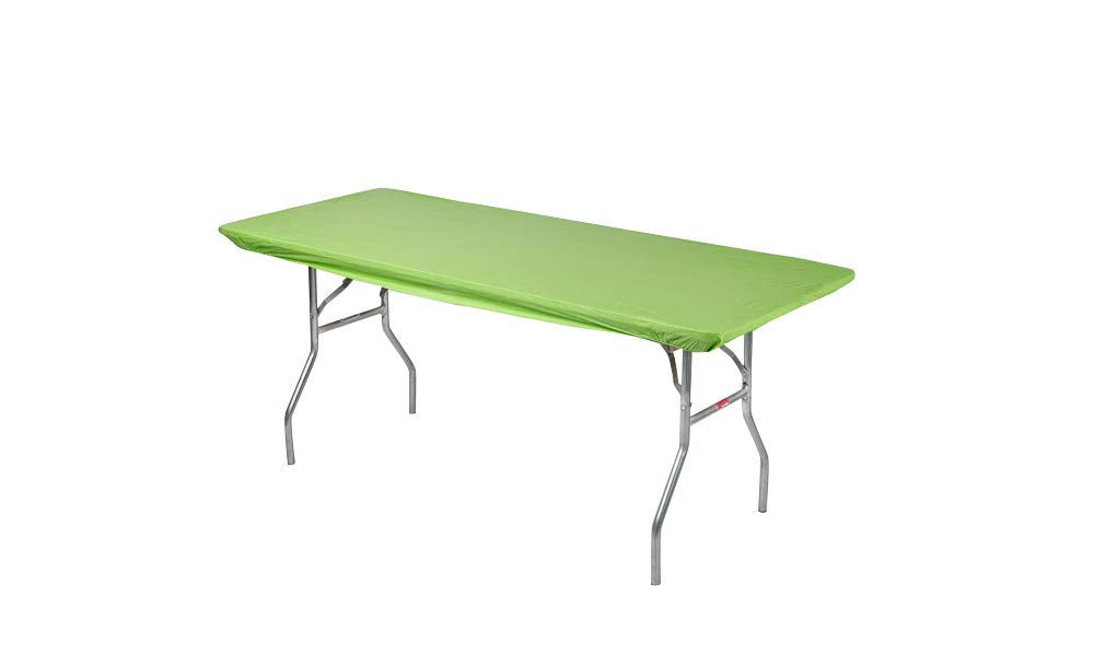 Kwik-Covers 8' rectangle table cover in lime green, front view