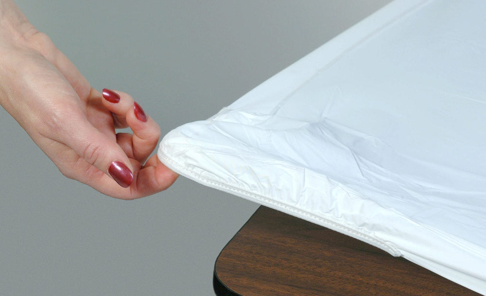Kwik-Covers 8' rectangle table cover in white, front view