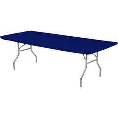 Kwik-Covers navy blue table cover front view on a picnic table