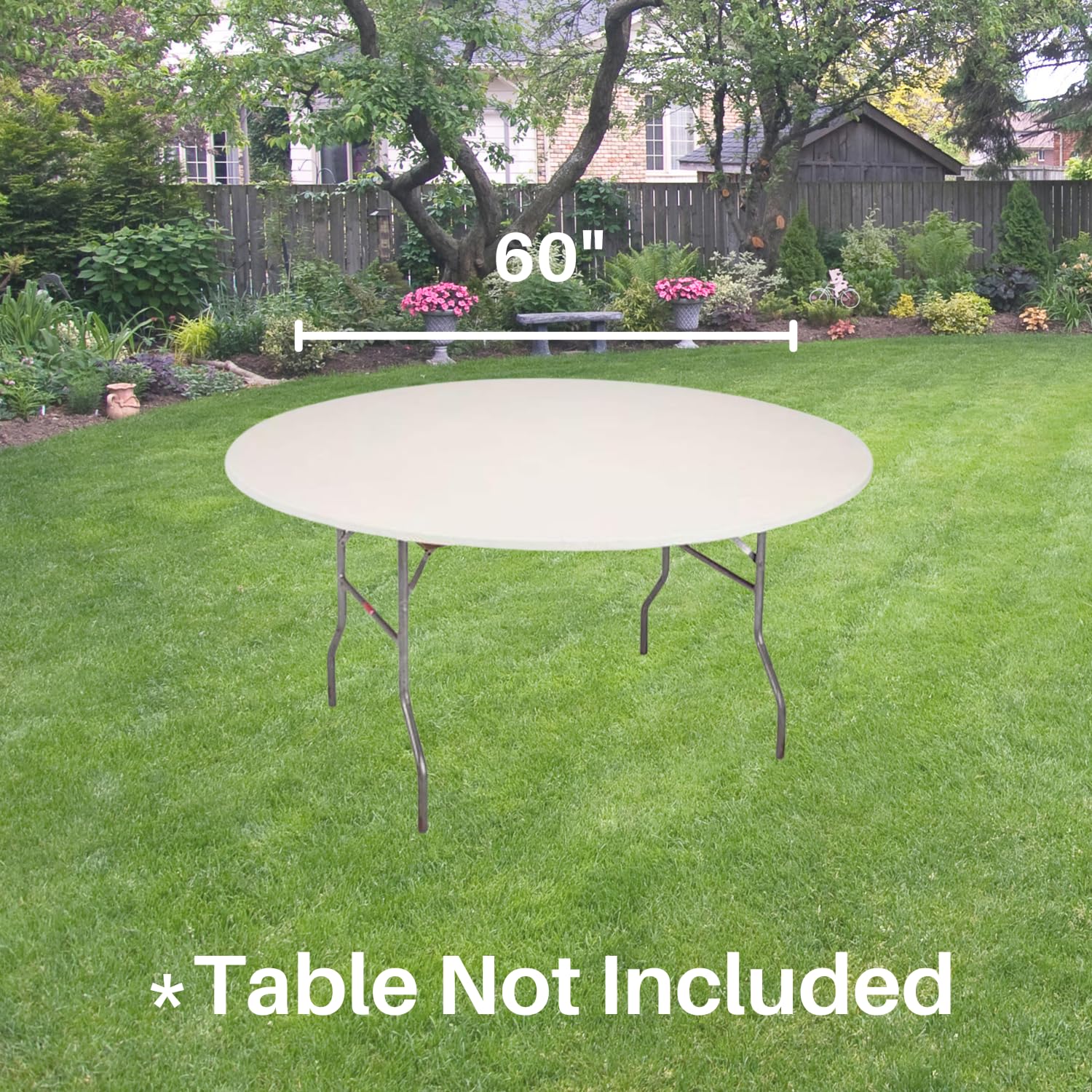 Kwik-Covers table cover fitting a round table outdoors