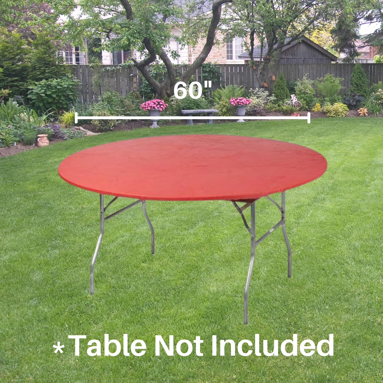 Kwik-Covers table cover on a round table outdoors