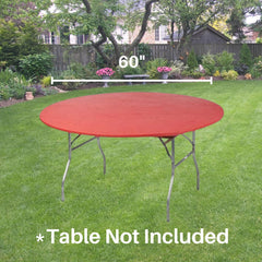 Kwik-Covers table cover on a round table outdoors