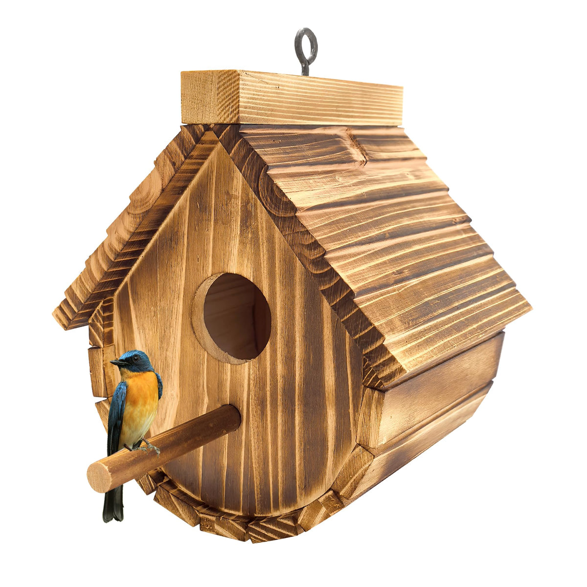 KWISAMR wooden birdhouse front view with 1.57" entrance