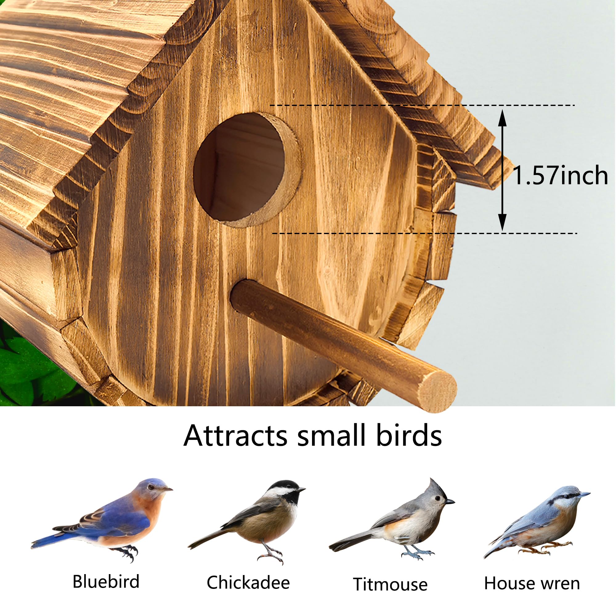 KWISAMR wooden birdhouse with detachable perch